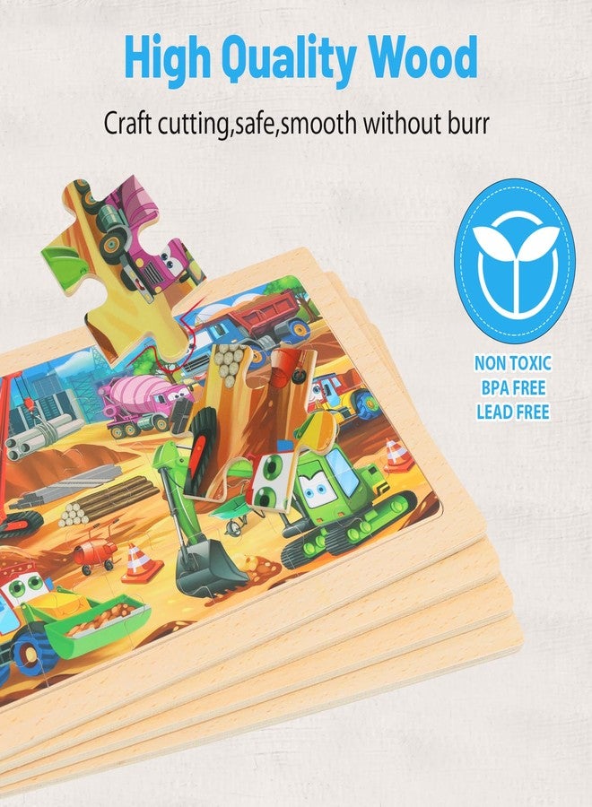 OSBOO Wooden Puzzles for Kids Ages 4-6, 24 Piece Vehicle Car Construction Jigsaw Puzzles 4 Packs, Preschool Toddlers Learning Activity Puzzles Toys for Boys Girls 3 4 5 6 Years Old - Image 4